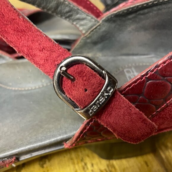 Dansko Sally Mary Jane Suede Leather Clogs Sz 40 (EU) Red Holiday - Picture 5 of 9